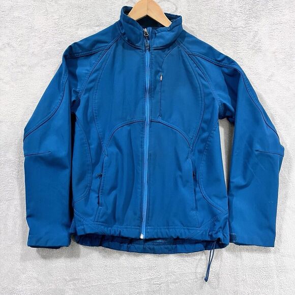 Double Diamond Jacket Softshell Hooded Fleece Lined Womens M Pockets Blue - Picture 1 of 9